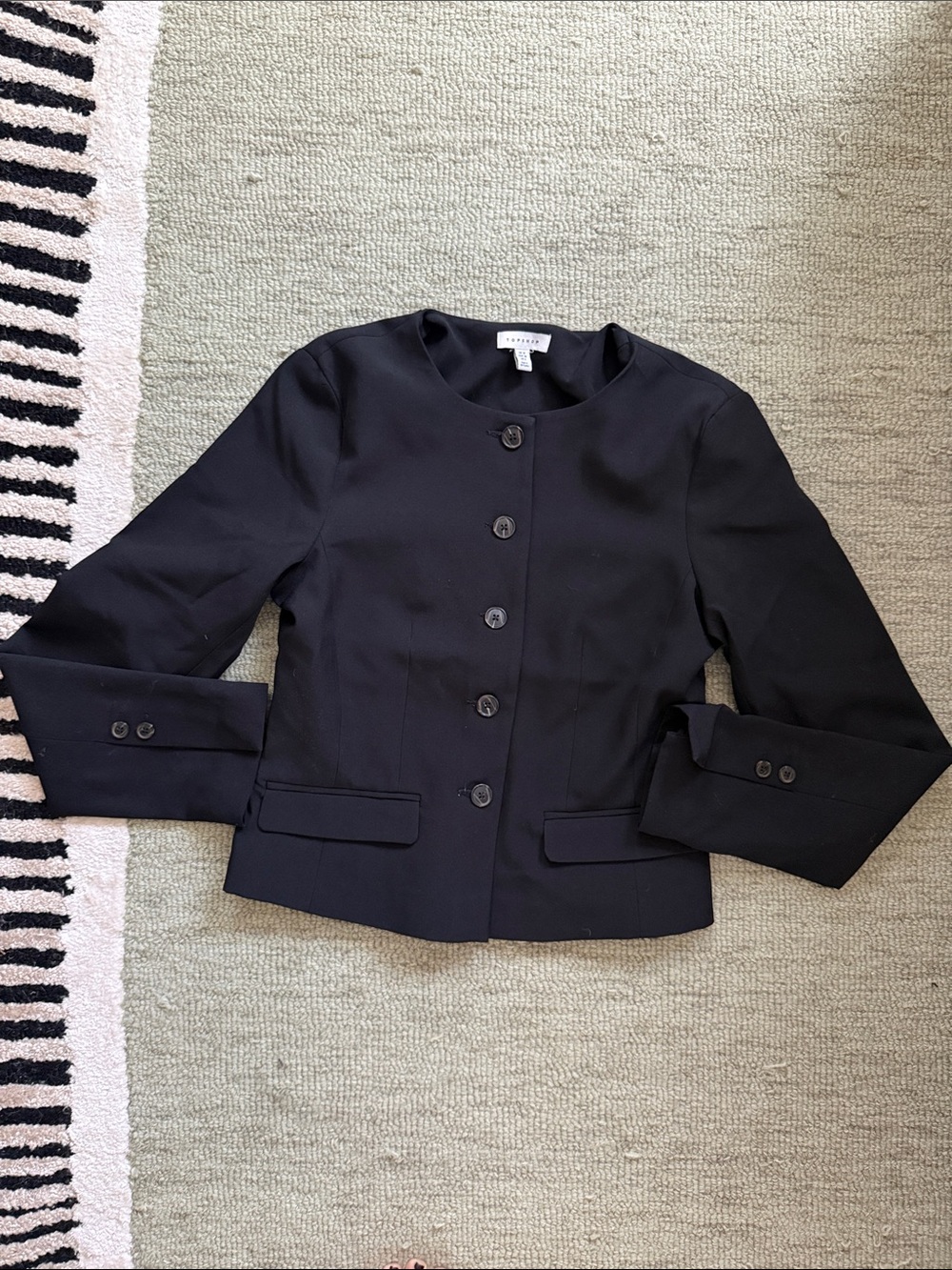 Topshop round neck collarless blazer